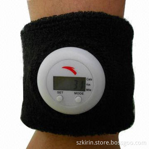 Cotton wristband with pedometer watch, step count, count calorie burnt and count distance